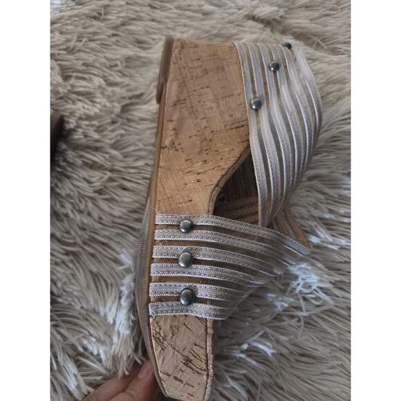Lucky Brand Miller Cork Wedge Open Toe Platform Sandals 9.5 Criss Cross Strap - Picture 11 of 11